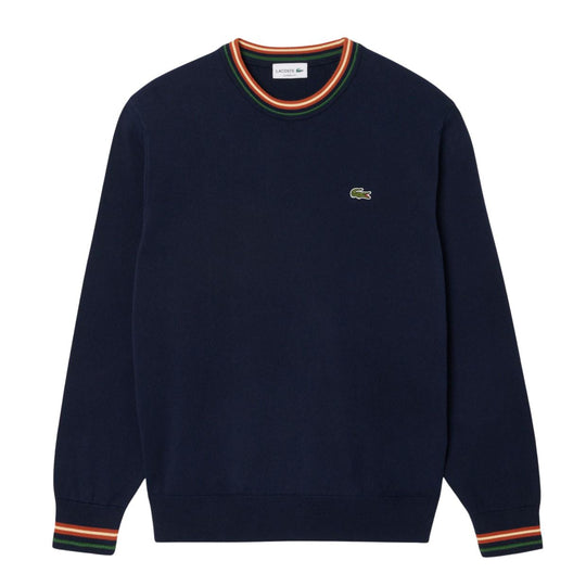 Maglione Uomo Lacoste In Jersey Di Cotone A Righe Blu