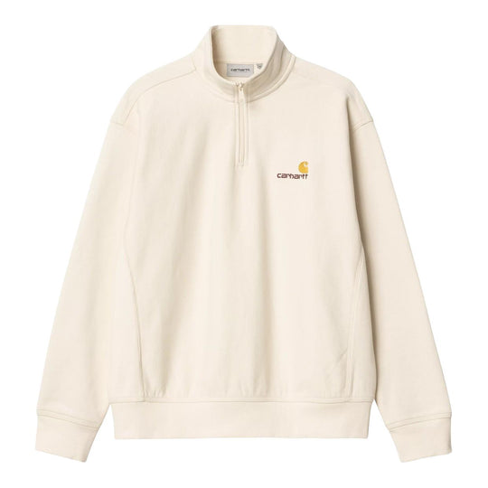Felpa Uomo Carhartt Wip Half Zip American Script Panna