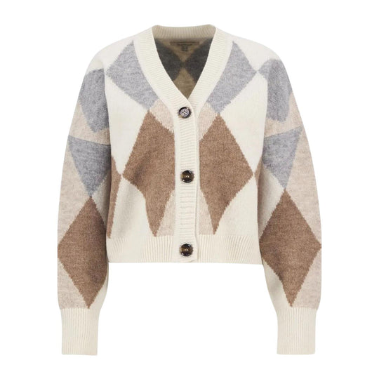 Maglia Donna Barbour Knit Cardigan Panna/Marrone