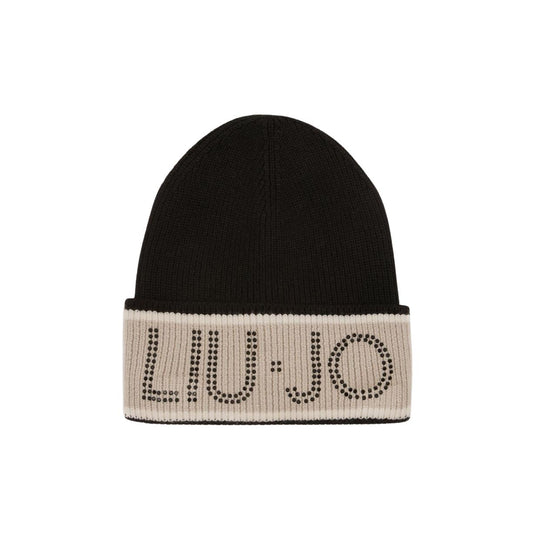 Cappello Donna LIU-JO Beanie C/Block Logo Nero/Grigio