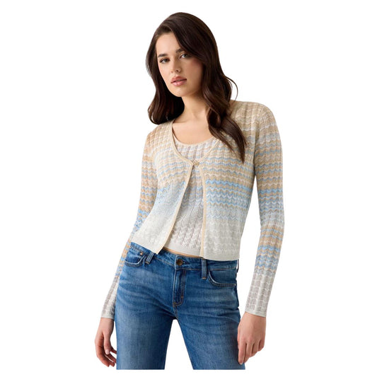 Maglia Donna Guess Rosalin Cover Sholder Lurex Beige/Celeste