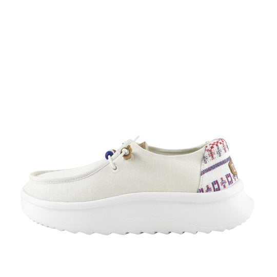 Sneakers Donna Hey Dude Wendy Peak Baja Stripe Bianco
