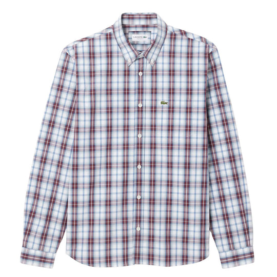 Camicia Uomo Lacoste Motivo Scozzese Bianco / Bordeaux