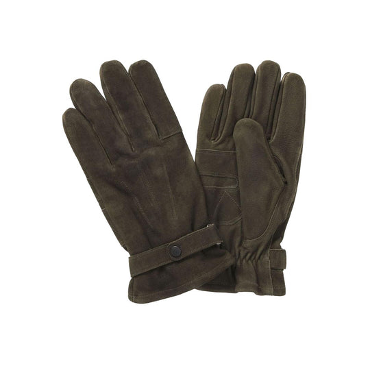 Men's Barbour Insulated Leather Gloves Olive Green