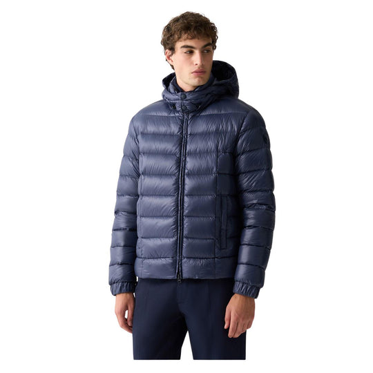 Piumino Uomo Colmar Lucido Con Cappuccio Staccabile Blu Acciaio