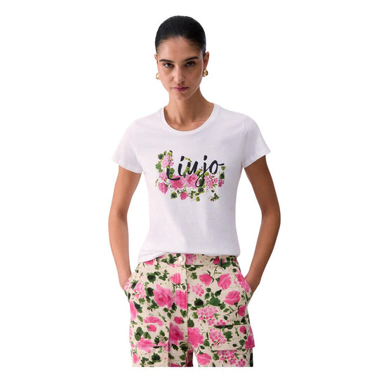 T-Shirt Donna Liu-Jo Scollo G/C Stampa Bianco