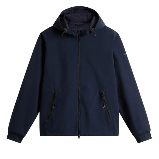 Giubbino Uomo Woolrich Softshell Full Zip Hoodie Blu