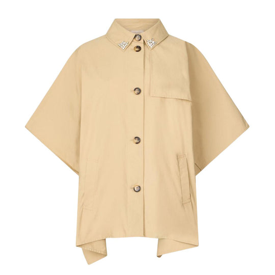 Giubbino Donna Liu-Jo Poncho Trench Con Ricami Gioiello Sabbia