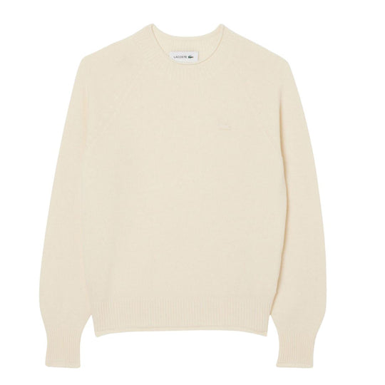 Maglione Donna Lacoste Lana Cardata 3D Bianco Panna