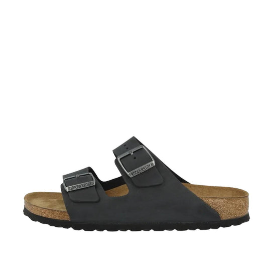 Sandali Unisex Birkenstock Arizona Plantare Morbido Pelle Oliata Nero