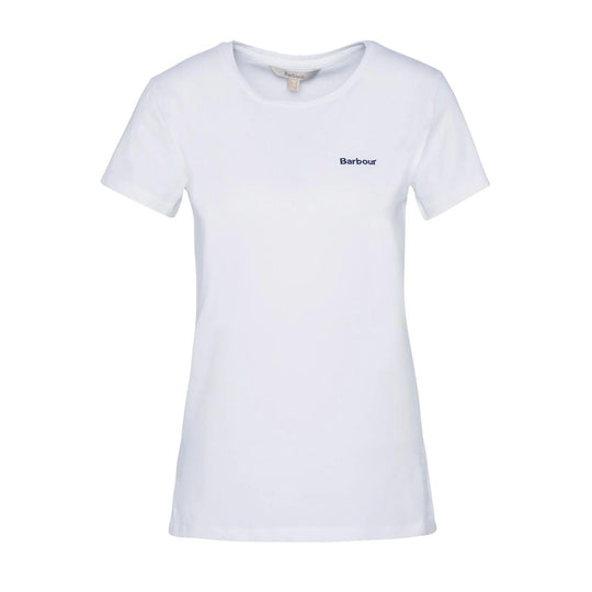 T-Shirt Damen Barbour Logo Saltford Weiß