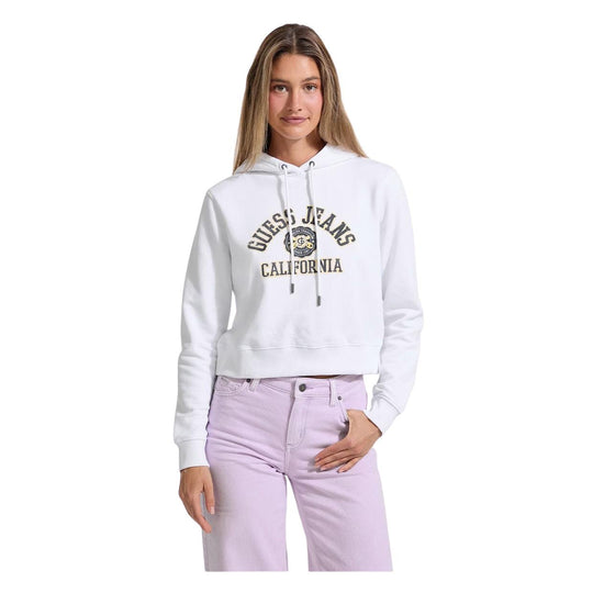 Damen Sweatshirt Guess Jeans Kapuze Weiß
