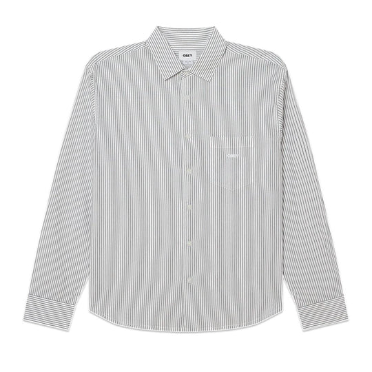 Camicia Uomo Obey Isaac Woven Bianco/Nero