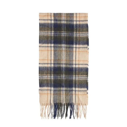 Sciarpa Uomo Barbour New Check Tartan Cashmere Panna/Blu/Verde