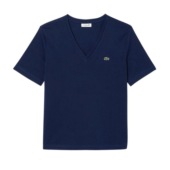 T-shirt Donna Lacoste Scollo V Blu Navy