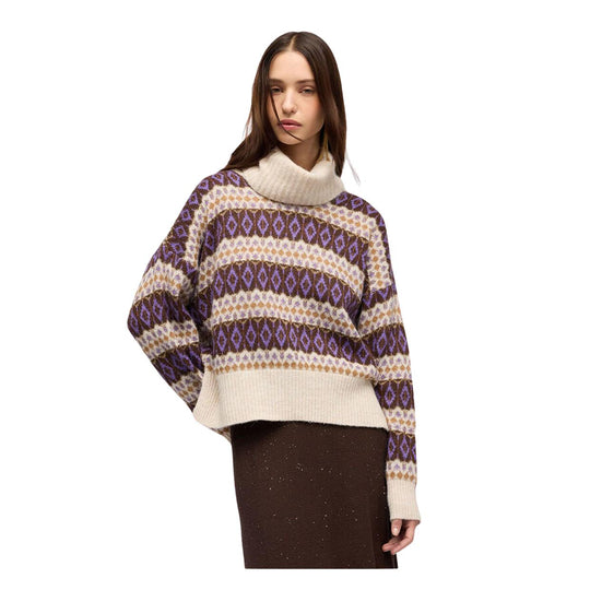 Maglia Donna Liu-Jo Dolce Vita Fantasia Rombi Beige/Lilla