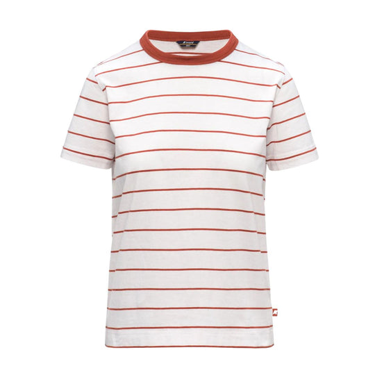 T-Shirt Donna K-Way Elodie Mid Stripes Jersey Bianco/Arancio