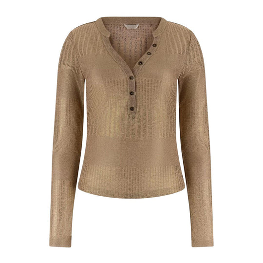 Maglia Donna Ls Marilena Henley Top Oro