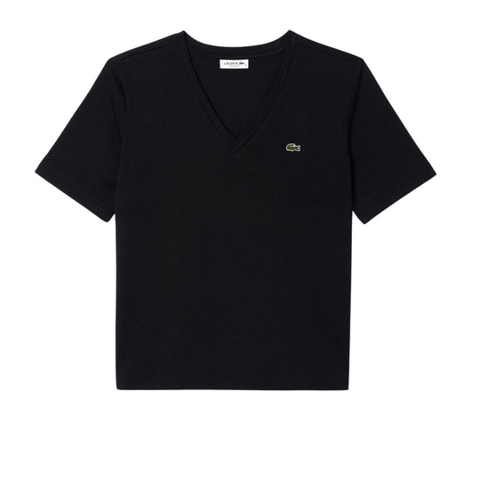 T-shirt Donna Lacoste Scollo V Nero